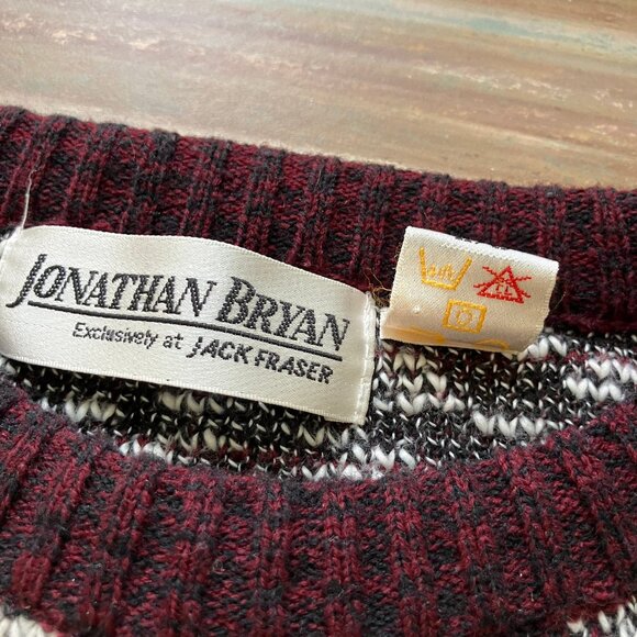 Jonathan Bryan Pullover Knit Sweater Red/Grey Textured Acrylic Vintage 90s - Picture 5 of 6
